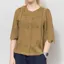 Indi and Cold Womens Boxy Schiffli Embroidery Shirt Khaki