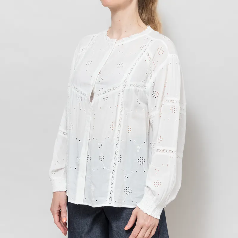 Indi and Cold Womens Schiffli Embroidery Shirt White-1