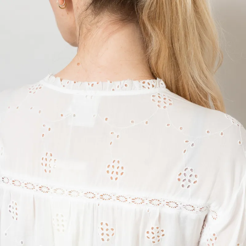 Indi and Cold Womens Schiffli Embroidery Shirt White-5