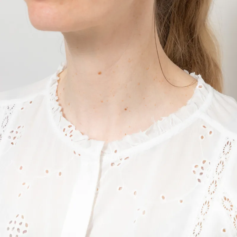 Indi and Cold Womens Schiffli Embroidery Shirt White-3