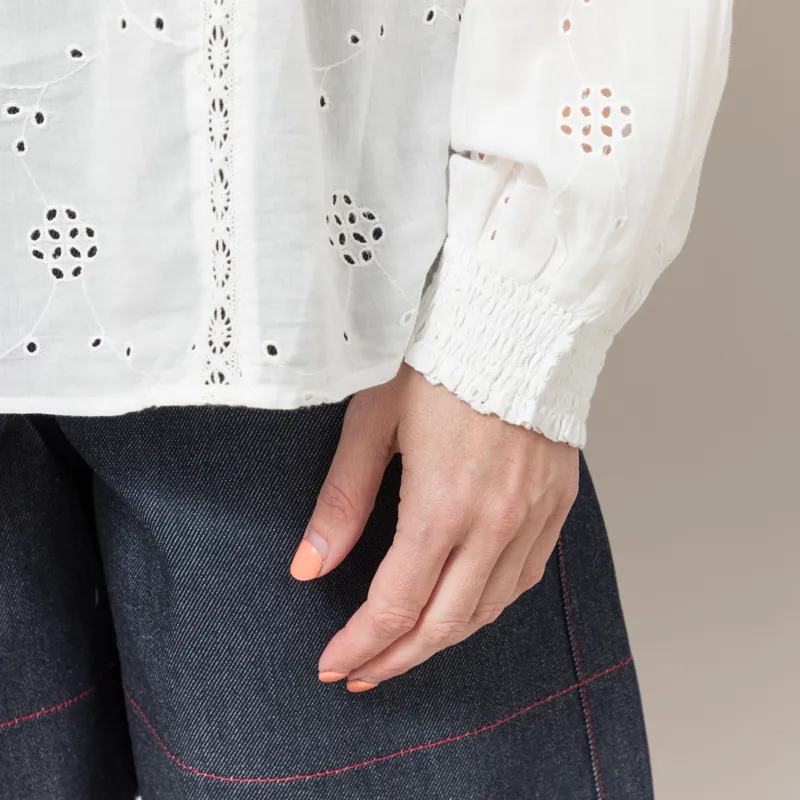Indi and Cold Womens Schiffli Embroidery Shirt White-7