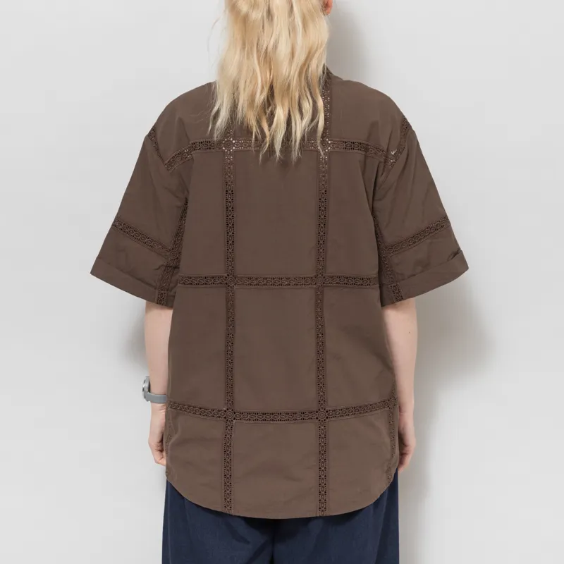 Indi and Cold Womens Lace Poplin Shirt Chocolate-2