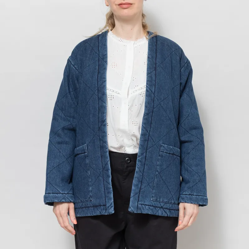Indi and Cold Womens Quilted Kimono Jacket Blue-1