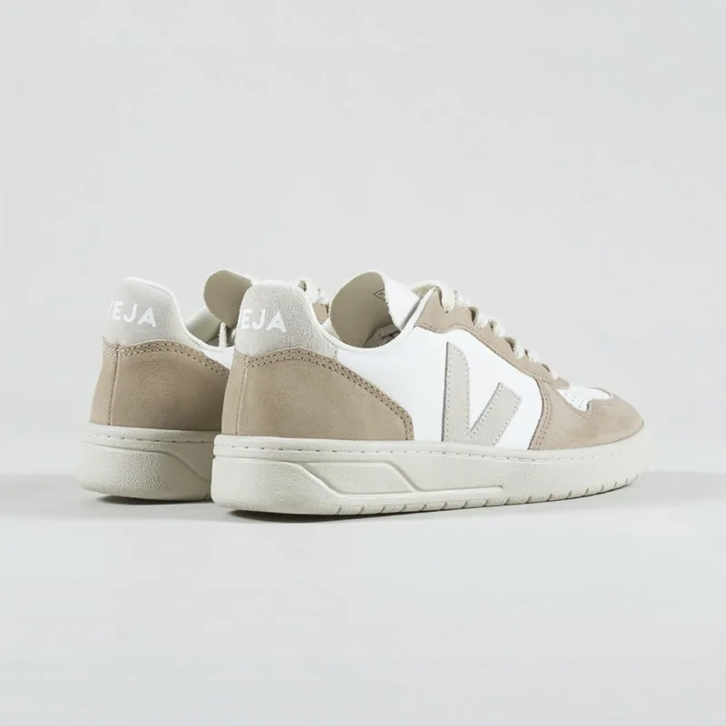 Veja Womens V-10 Chromefree Shoes Extra White Natural Sahara-1