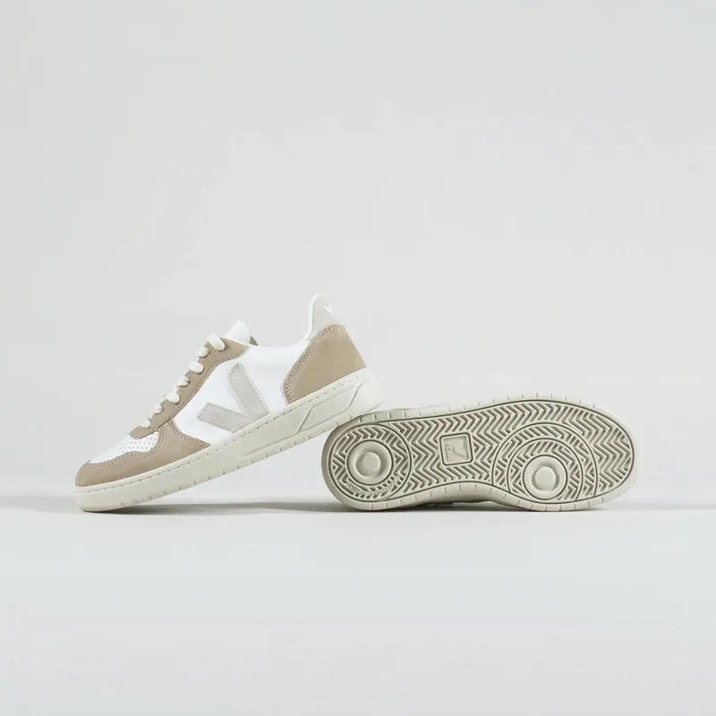 Veja Womens V-10 Chromefree Shoes Extra White Natural Sahara-2
