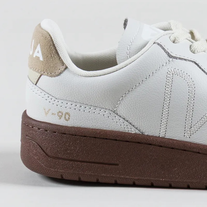 Veja Womens V-90 ZZ OT Leather Shoes Trainers White Pierre