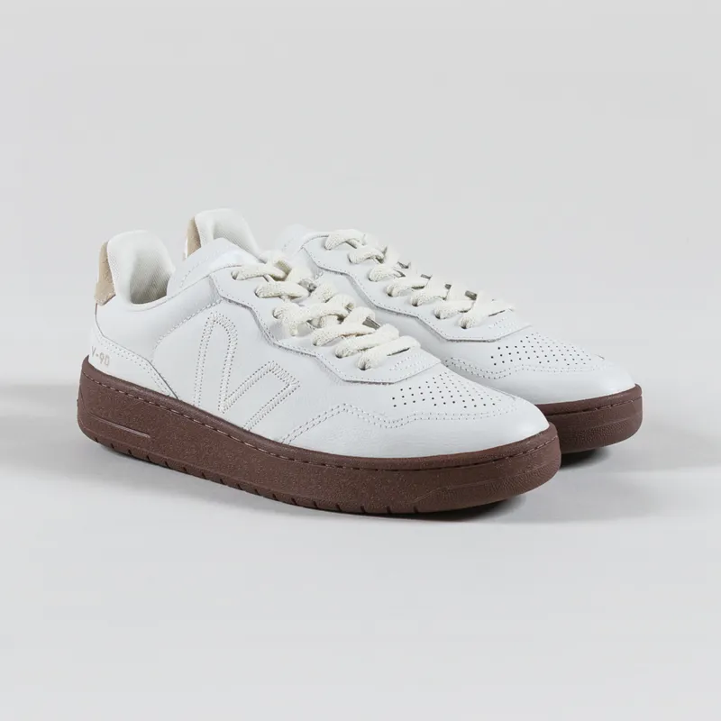 Veja Womens V-90 ZZ OT Leather Shoes White Pierre Almond