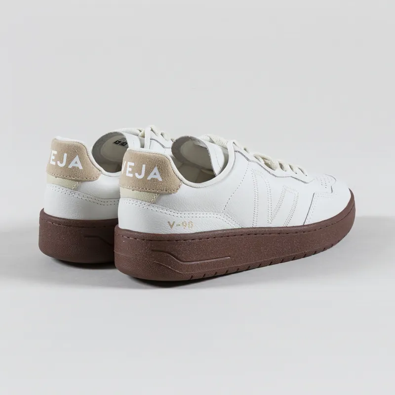 Veja Womens V-90 ZZ OT Leather Shoes Trainers White Pierre