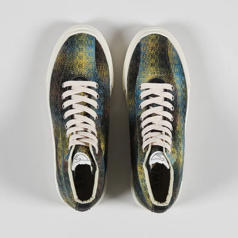 Stepney Workers Club Varden Shoes Wool Check Moss-2