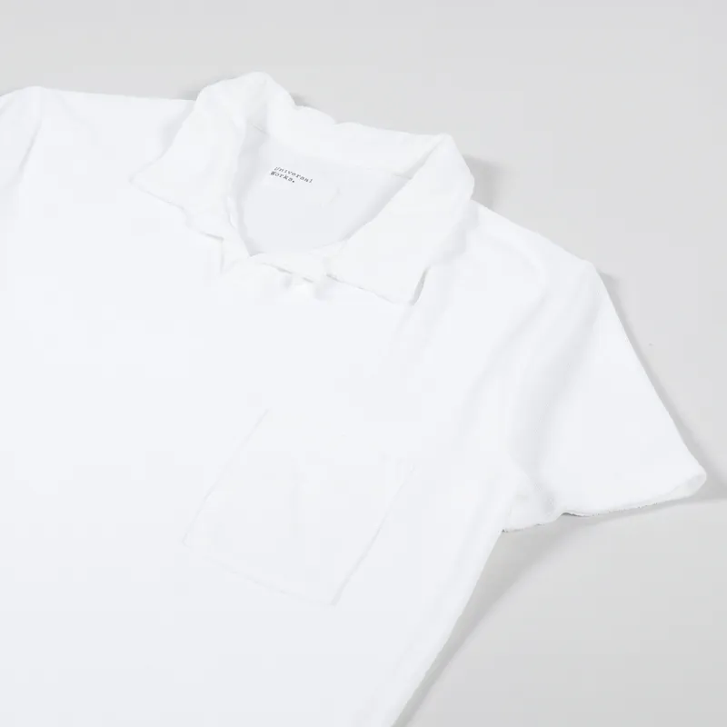 Universal Works Vacation Polo Shirt Ecru Terry Fleece-2