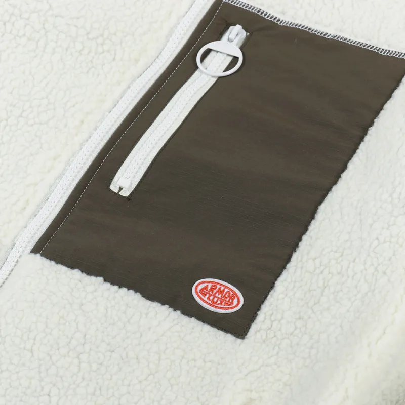 Armor Lux Veste Sherpa Fleece Natural Khaki-7