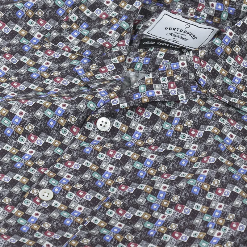 Portuguese Flannel Vintage Tetris Shirt Grey Blue-5