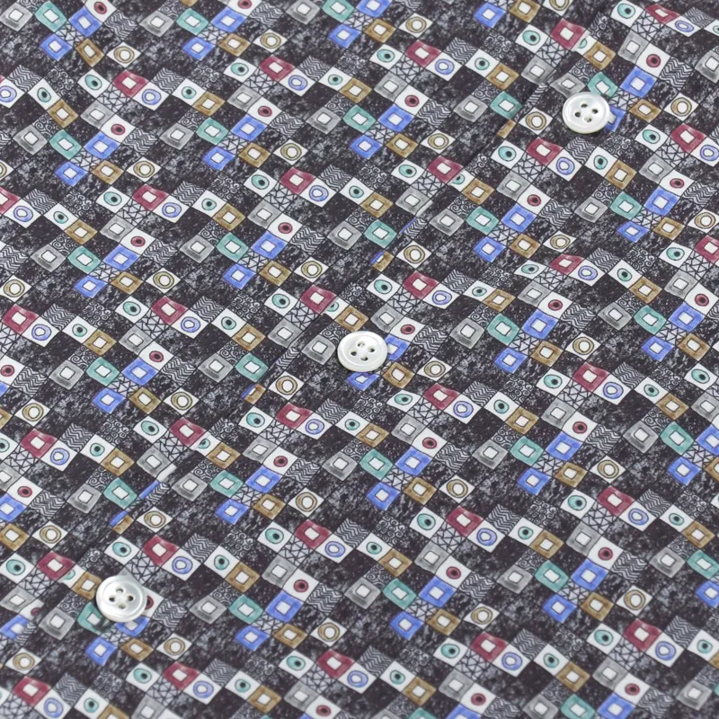 Portuguese Flannel Vintage Tetris Shirt Grey Blue-4