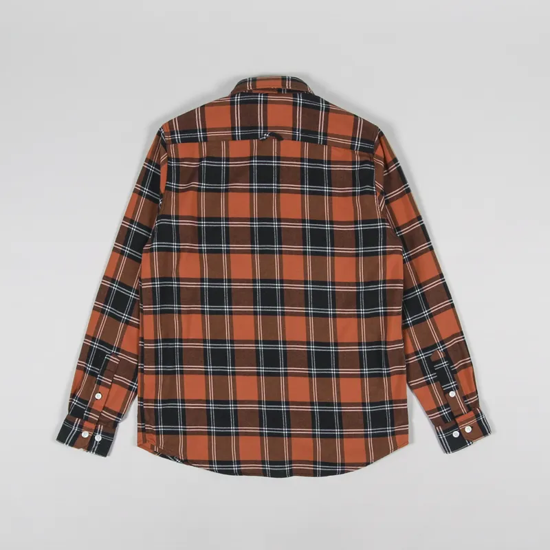 Norse Projects Villads Brushed Flannel Check Shirt Cochineal Red-1