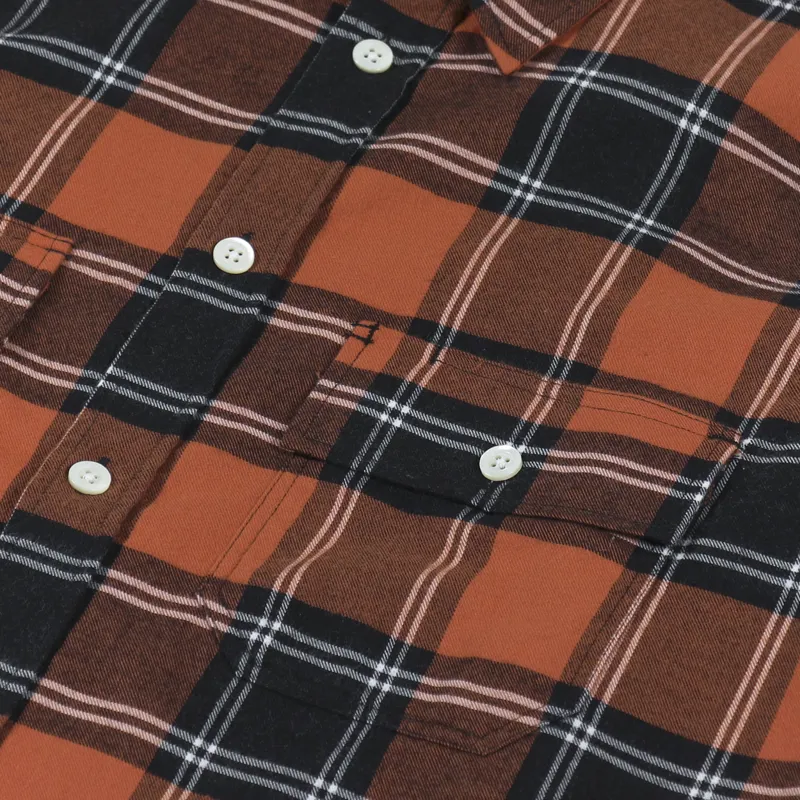 Norse Projects Villads Brushed Flannel Check Shirt Cochineal Red-7