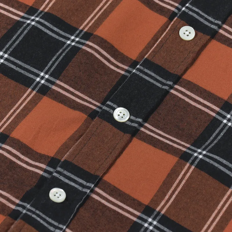 Norse Projects Villads Brushed Flannel Check Shirt Cochineal Red-5