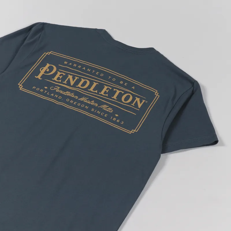 Pendleton Vintage Logo Graphic T Shirt Indigo Gold-2