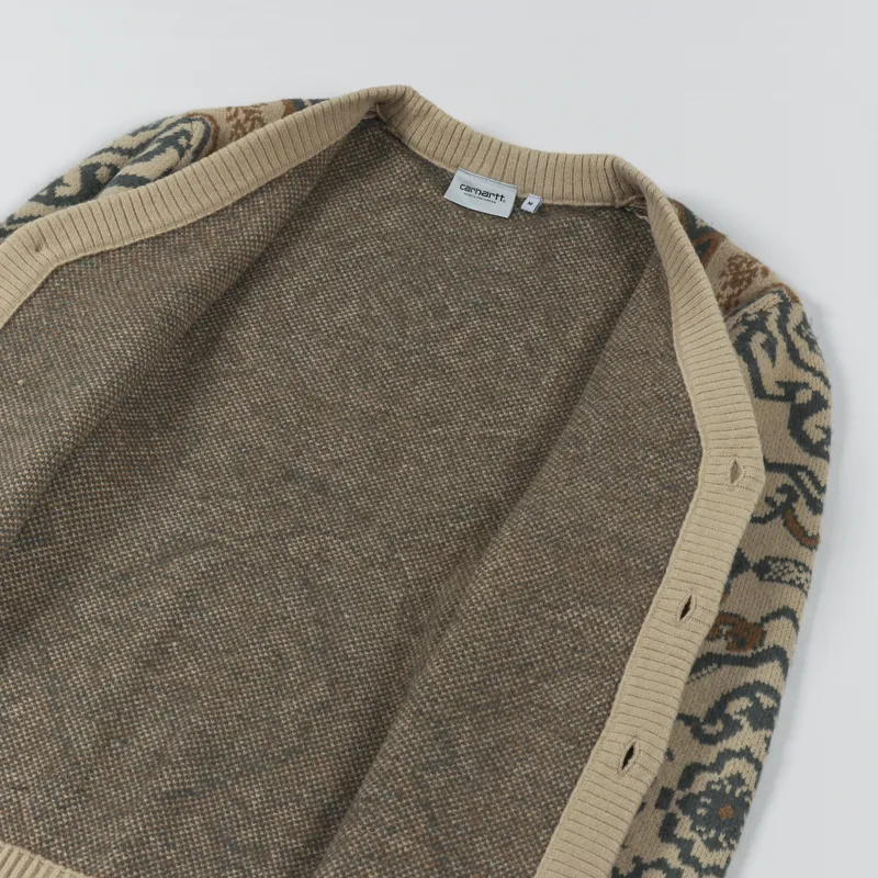 Carhartt WIP Mens Verse Cardigan Jacquard Dusty H Brown