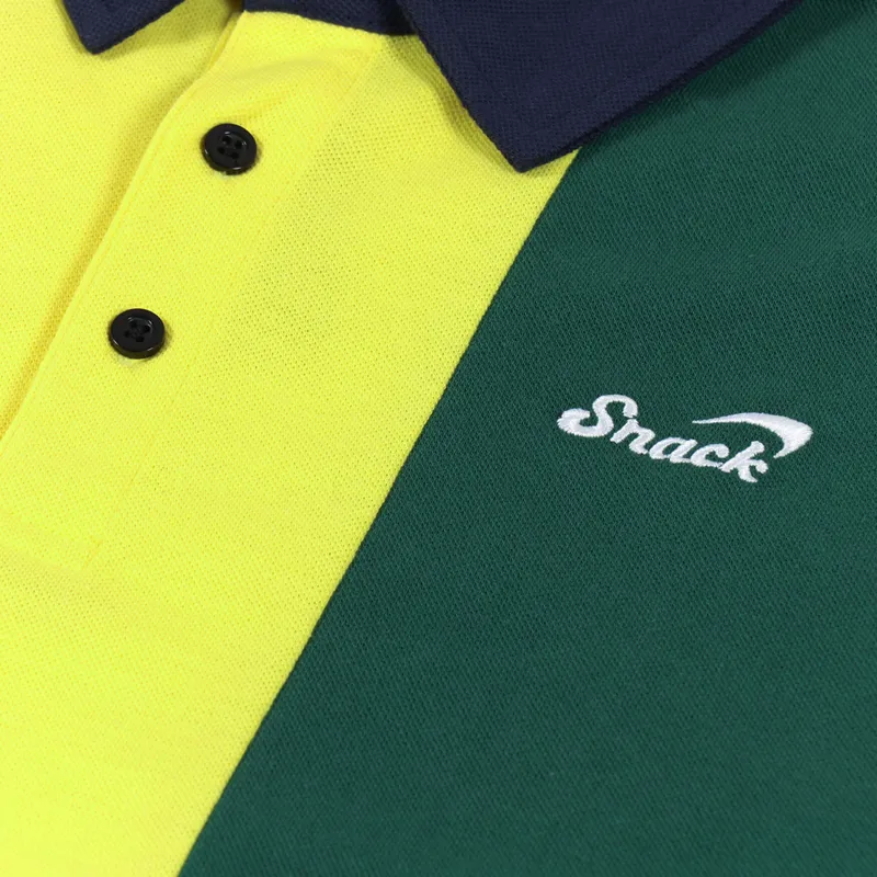 Snack Skateboards Vertical Stripe Polo Shirt Black Green Gold-2