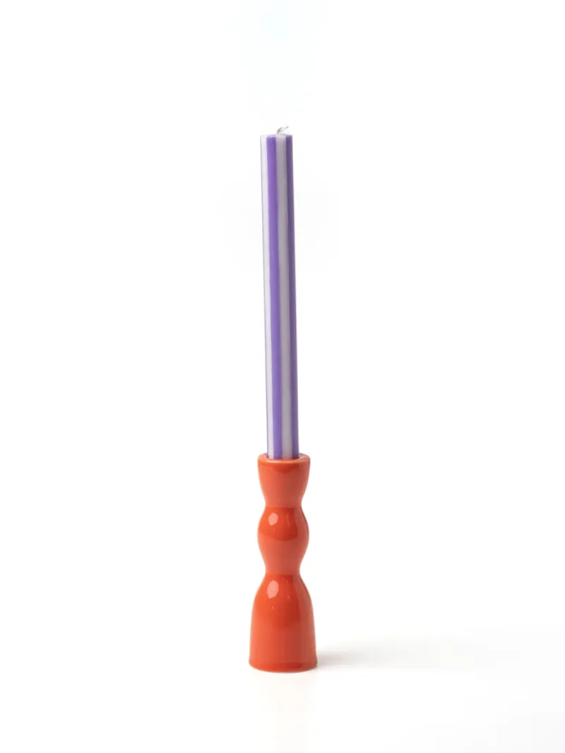 Yod and Co Wave Candle Holder Low Coral-2