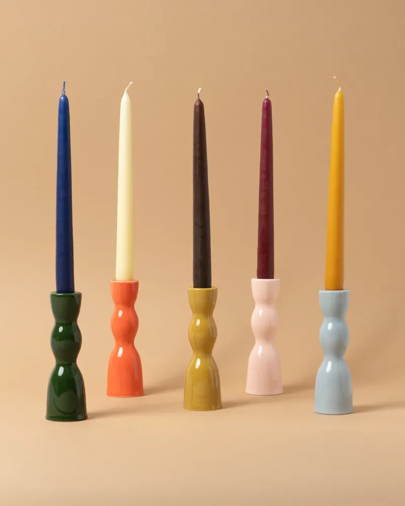 Yod and Co Wave Candle Holder Low Coral-3