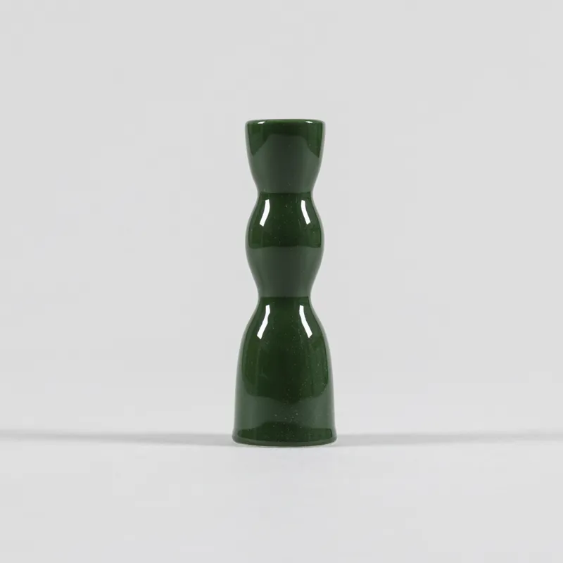 Yod and Co Wave Candle Holder Low Dark Green-1
