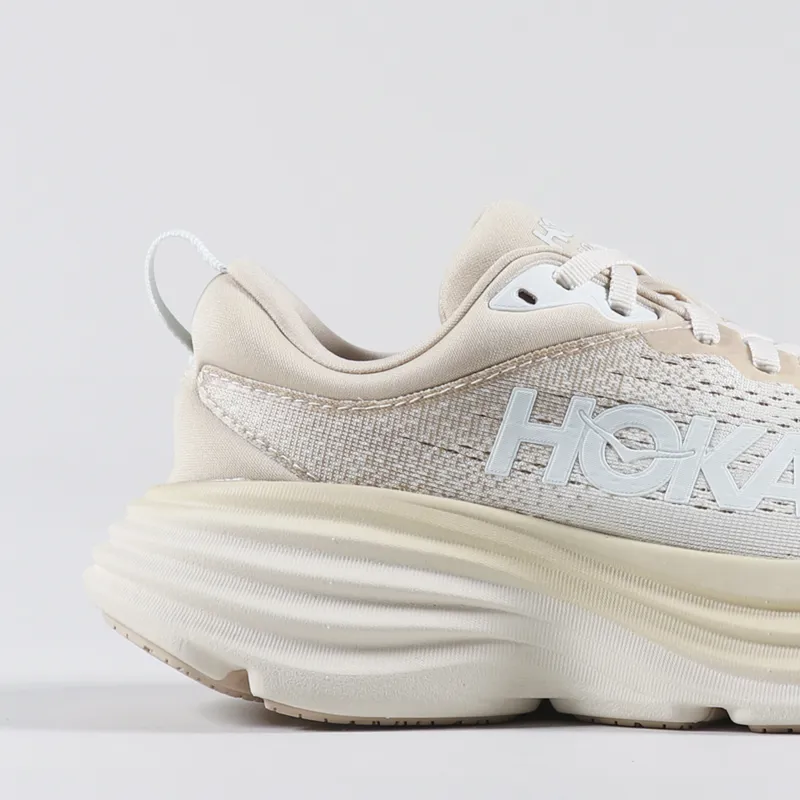 HOKA Womens Bondi 8 Shoes Shifting Sand Eggnog-5