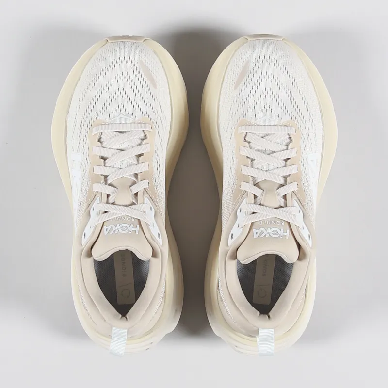 HOKA Womens Bondi 8 Shoes Shifting Sand Eggnog-1