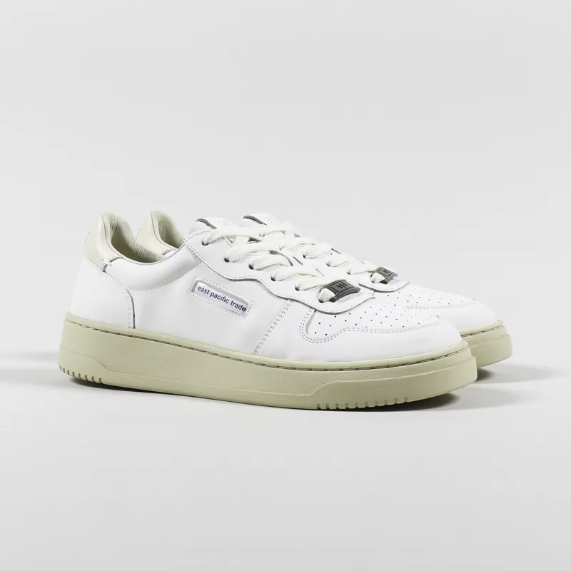 East Pacific Trade Womens Leather Court Shoes Off White