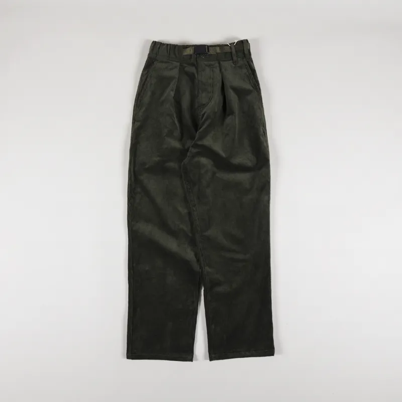 Gramicci Womens Corduroy Pleated Pant Dark Green-1