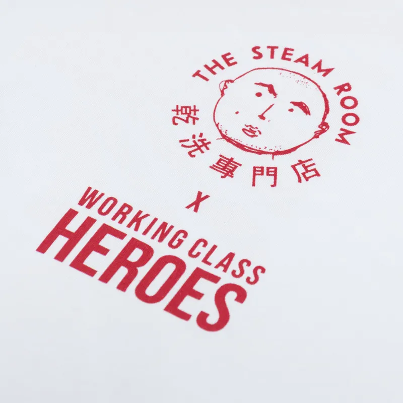 Working Class Heroes X The Steam Room Regular Fit T Shirt White Red-7