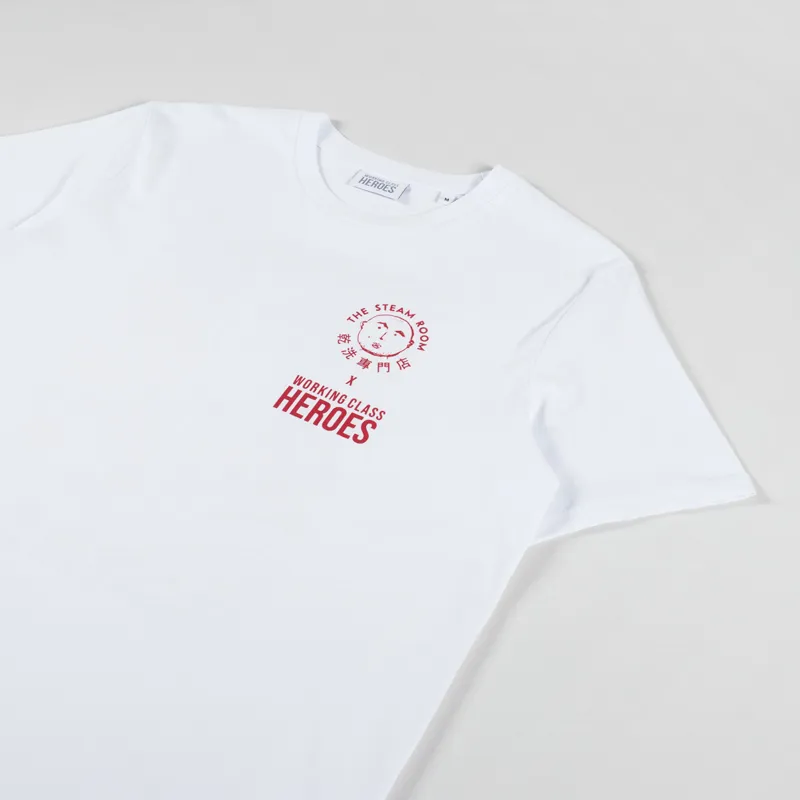 Working Class Heroes X The Steam Room Regular Fit T Shirt White Red-5