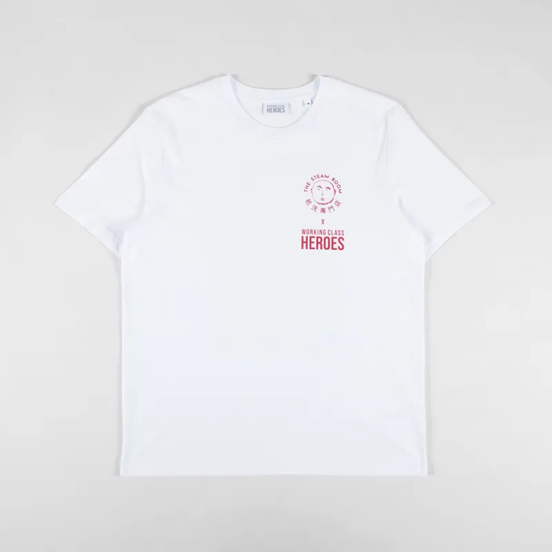 Working Class Heroes X The Steam Room Regular Fit T Shirt White Red-1