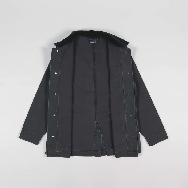 Dickies Womens Duck Canvas Chore Coat Stone Washed Black-3