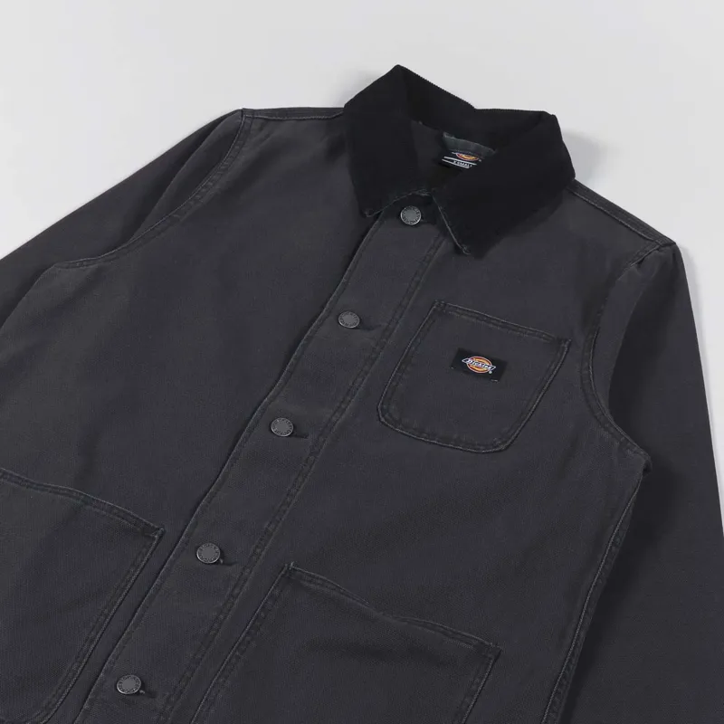 Dickies Womens Duck Canvas Chore Coat Stone Washed Black-5