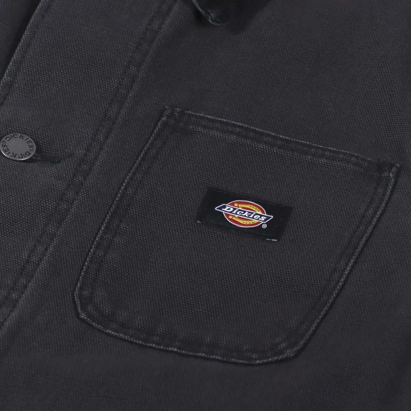 Dickies Womens Duck Canvas Chore Coat Stone Washed Black-8