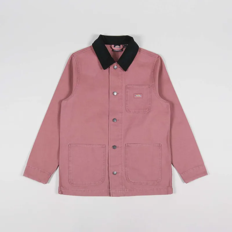 Dickies Womens Duck Canvas Chore Coat Stone Washed Withered Rose