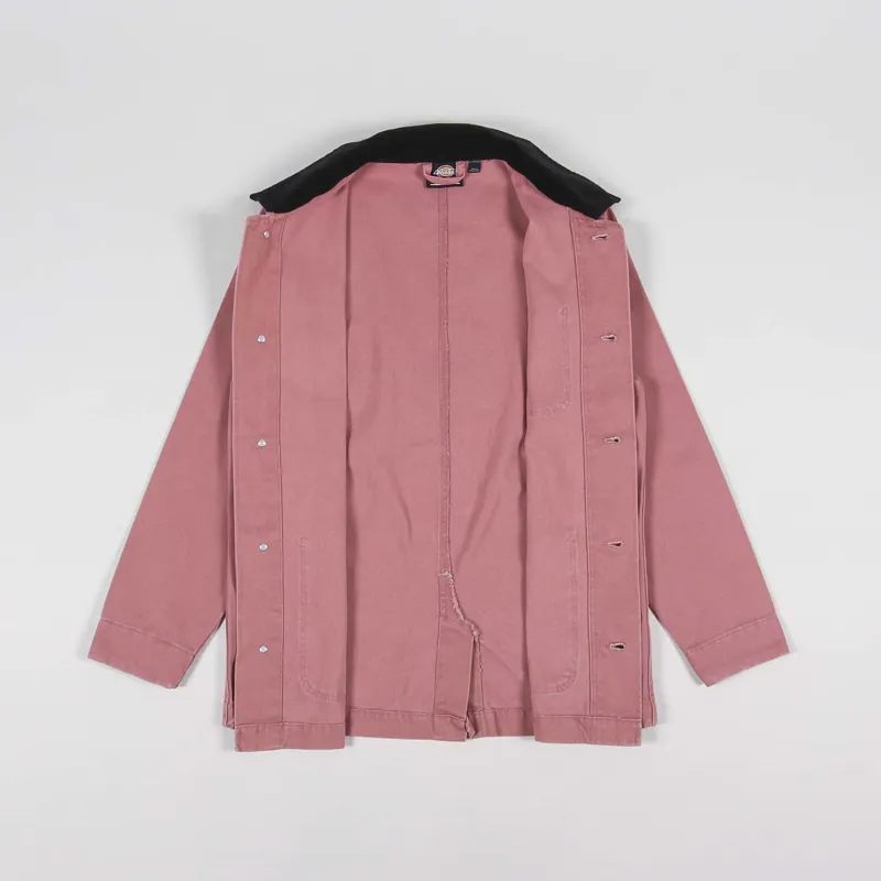 Dickies Womens Duck Canvas Chore Coat Stone Washed Withered Rose-3