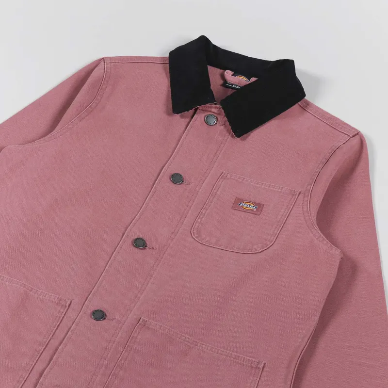 Dickies Womens Duck Canvas Chore Coat Stone Washed Withered Rose-5