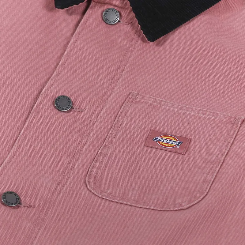 Dickies Womens Duck Canvas Chore Coat Stone Washed Withered Rose-8