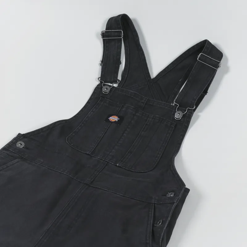 Dickies Womens Duck Canvas Bib Stone Washed Black-9