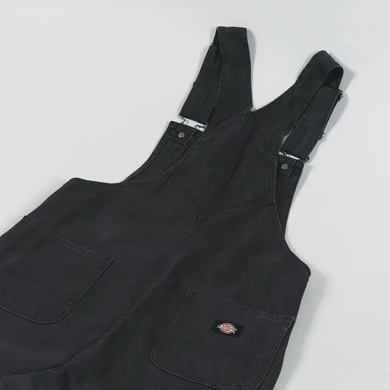 Dickies Womens Duck Canvas Bib Stone Washed Black-7