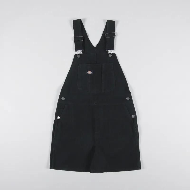 Dickies Womens Duck Canvas Short Bib Stone Washed Black