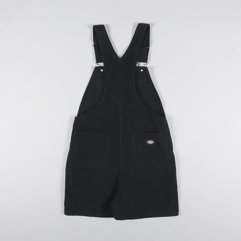 Dickies Womens Duck Canvas Short Bib Stone Washed Black-3
