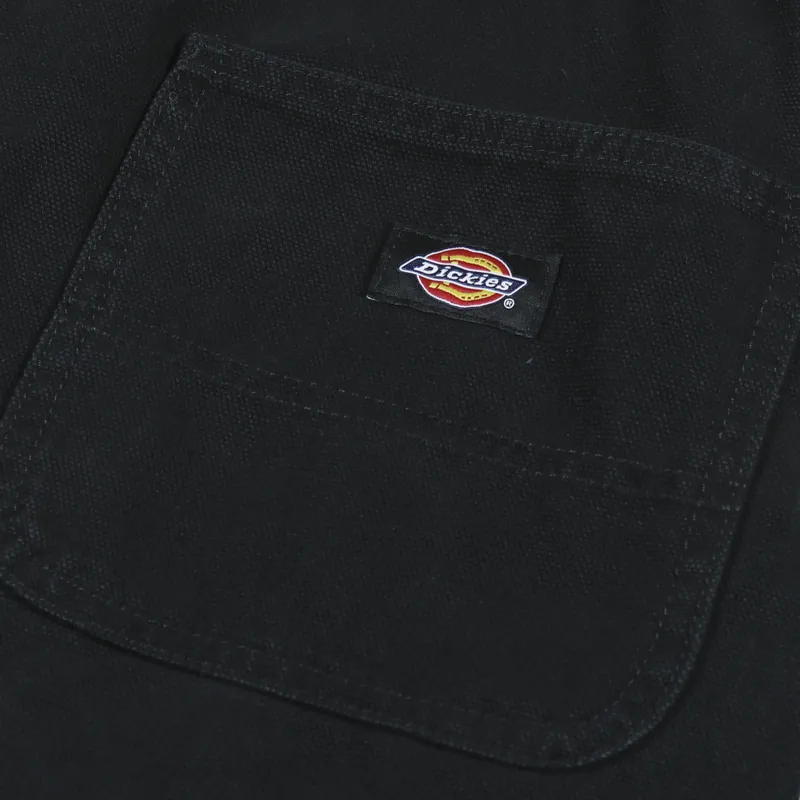Dickies Womens Duck Canvas Short Bib Stone Washed Black-4