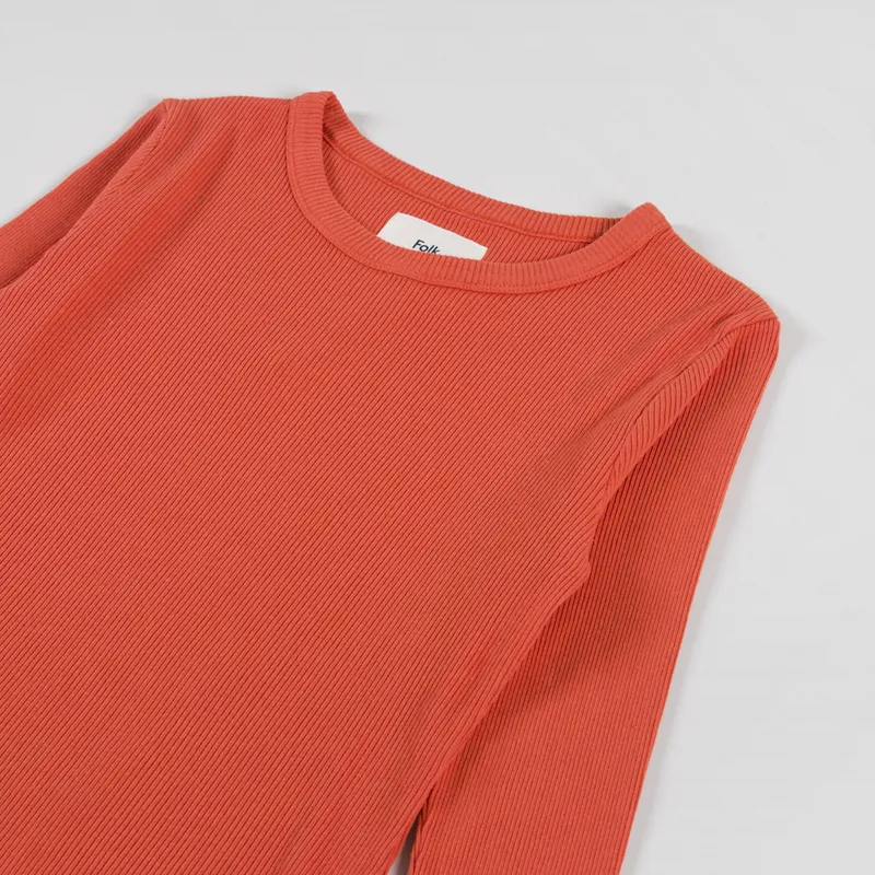 Folk Womens Long Sleeve Fitted T Shirt Vermillion-6