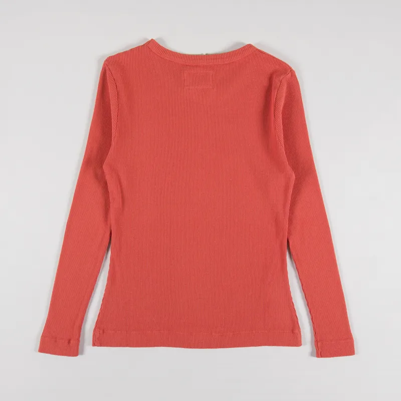 Folk Womens Long Sleeve Fitted T Shirt Vermillion-5