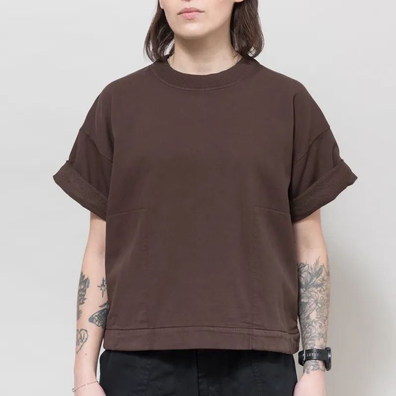 Girls of Dust Womens Physical Twill Jersey T Shirt Coffee Brown