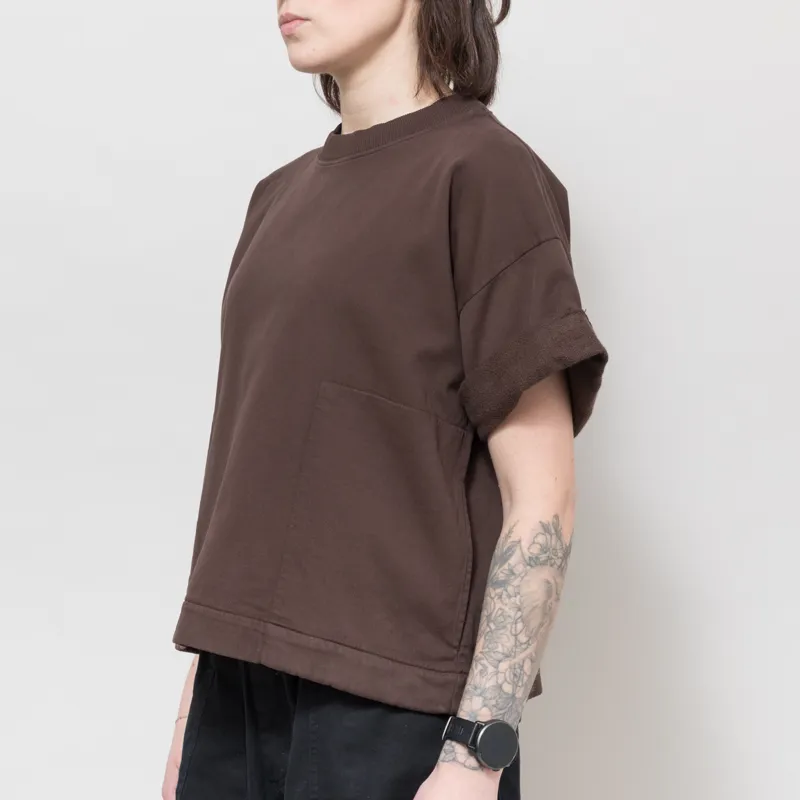 Girls of Dust Womens Physical Twill Jersey T Shirt Coffee Brown-1