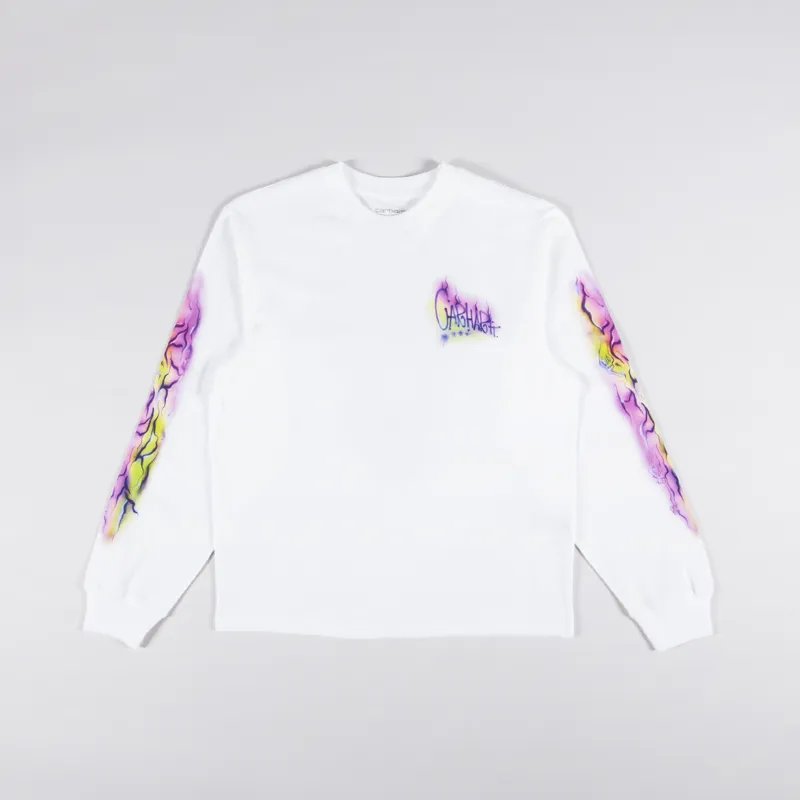 Carhartt WIP Womens Long Sleeve Babybrush Grin T Shirt White-1